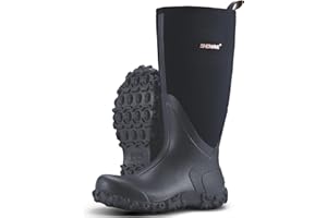 Showave Rain Boots for Men Waterproof Insulated Rubber Neoprene Boots Heavy-duty Mud Boot for Farming Raining Fishing Gardening Yard Work