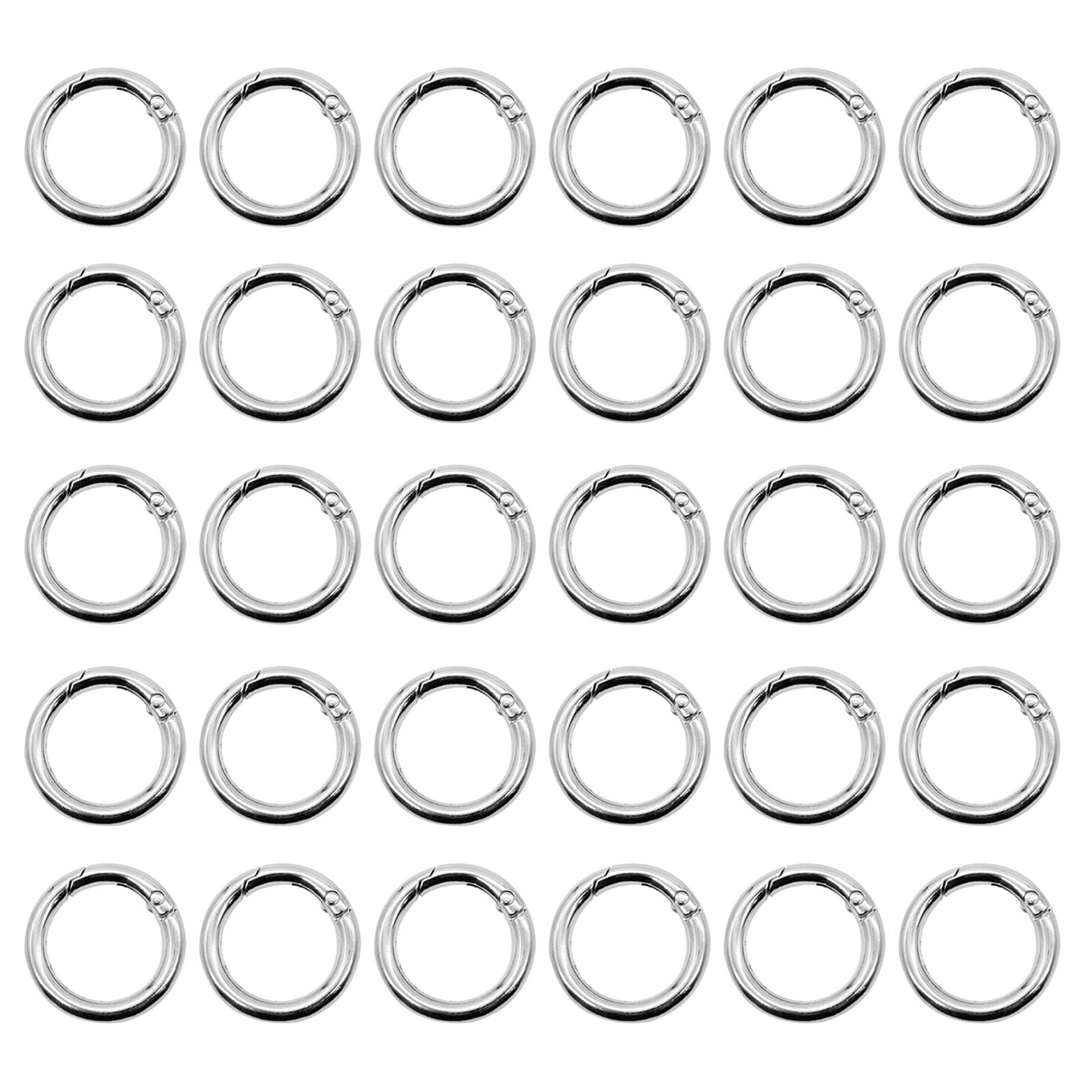 D-Orange 30 Pack of 28mm Silver Spring Snap Clip Hooks, Zinc Alloy with Round Spring, Push Open Gate Buckles, Ideal for Backpack, Crafts, Climbing, Hiking & Outdoor Sports