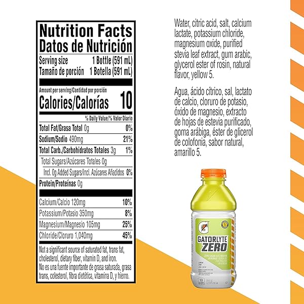 GATORLYTE ZERO LEMON LIME 20OZ
