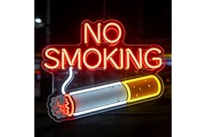 No Smoking & No Vaping Neon Sign, LED Warning Light Wall Decor, USB Powered Neon Lamp for Restaurant Cafe Office Home Bar Hot