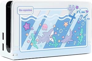 GeekShare Anti Scratch Switch OLED Dock Cover- Hard Faceplate Sleeve Pad for Switch OLED Dock- DIY Replacement Shell Compatible with Switch OLED Dock - Shark Party (for Switch OLED Model)