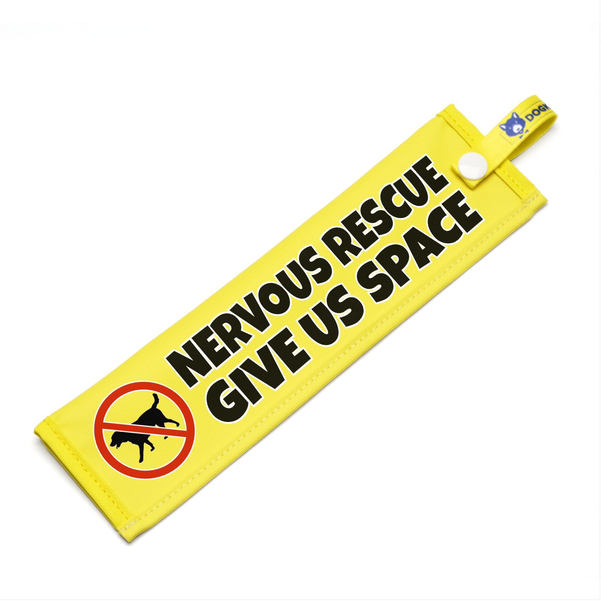 Nervous Rescue - Give Us Space, Space Awareness Sleeve for Reactive Nervous Dogs, Reflective, Waterproof, Double Sided Slip-on for the Dog Lead (Yellow, No Dogs Sign) โ image 1