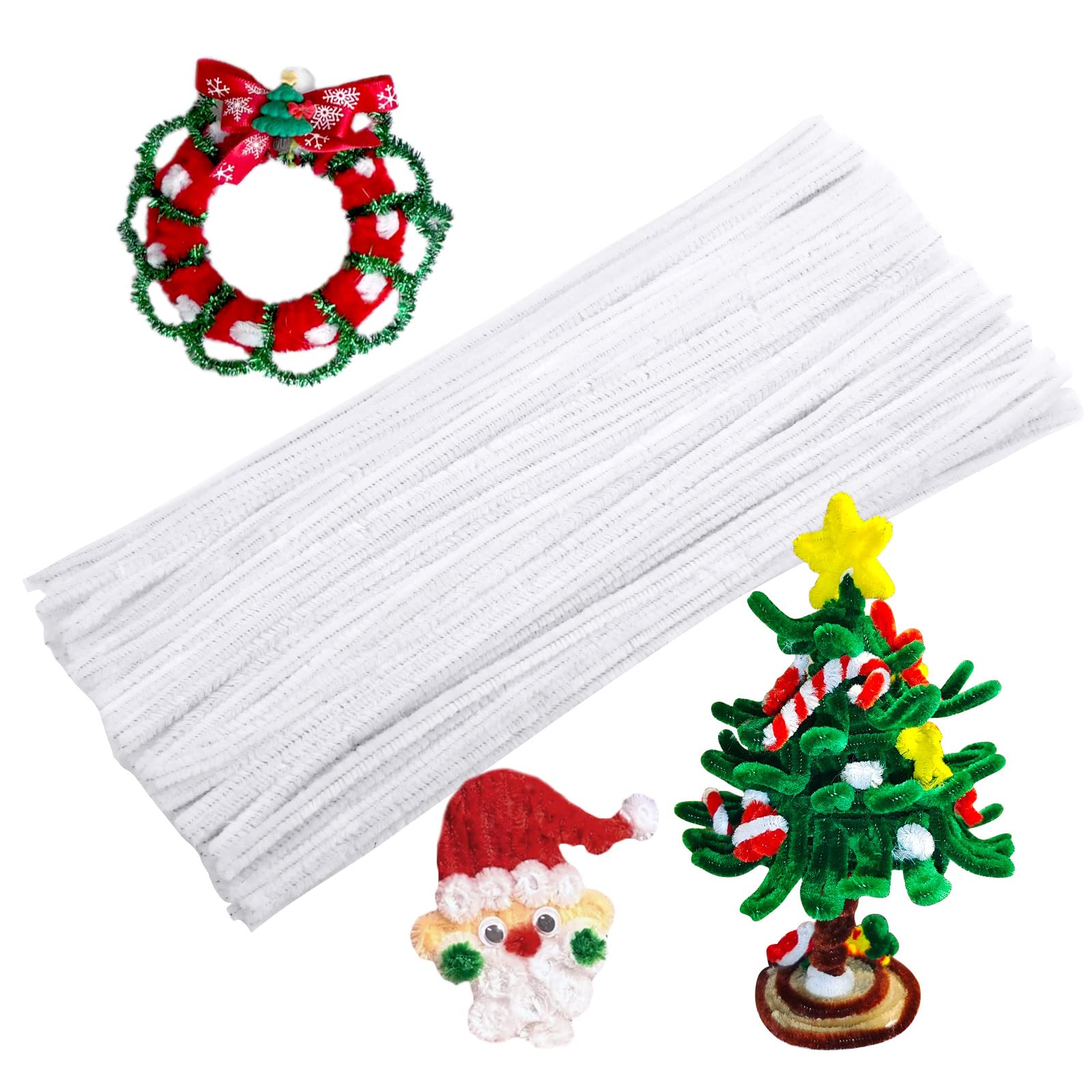 100 PCS Pipe Cleaner Chenille Stem, White Pipe Cleaner For Crafts Handy Disposable Cleaning Toolโ6 mm x 12โ for DIY Art Craft Decorations