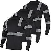 VENDACE 3pcs Safety T Shirts Reflective High Visibility Hi Vis Long Sleeve Construction Work Shirts for Men Class 3