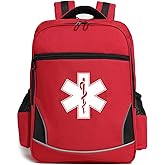 First Aid Medical Backpack Empty Nurse Treatment First Responder Trauma Bag for Camping Cycling Hiking Paramedic Bag EMT (Star of Life)
