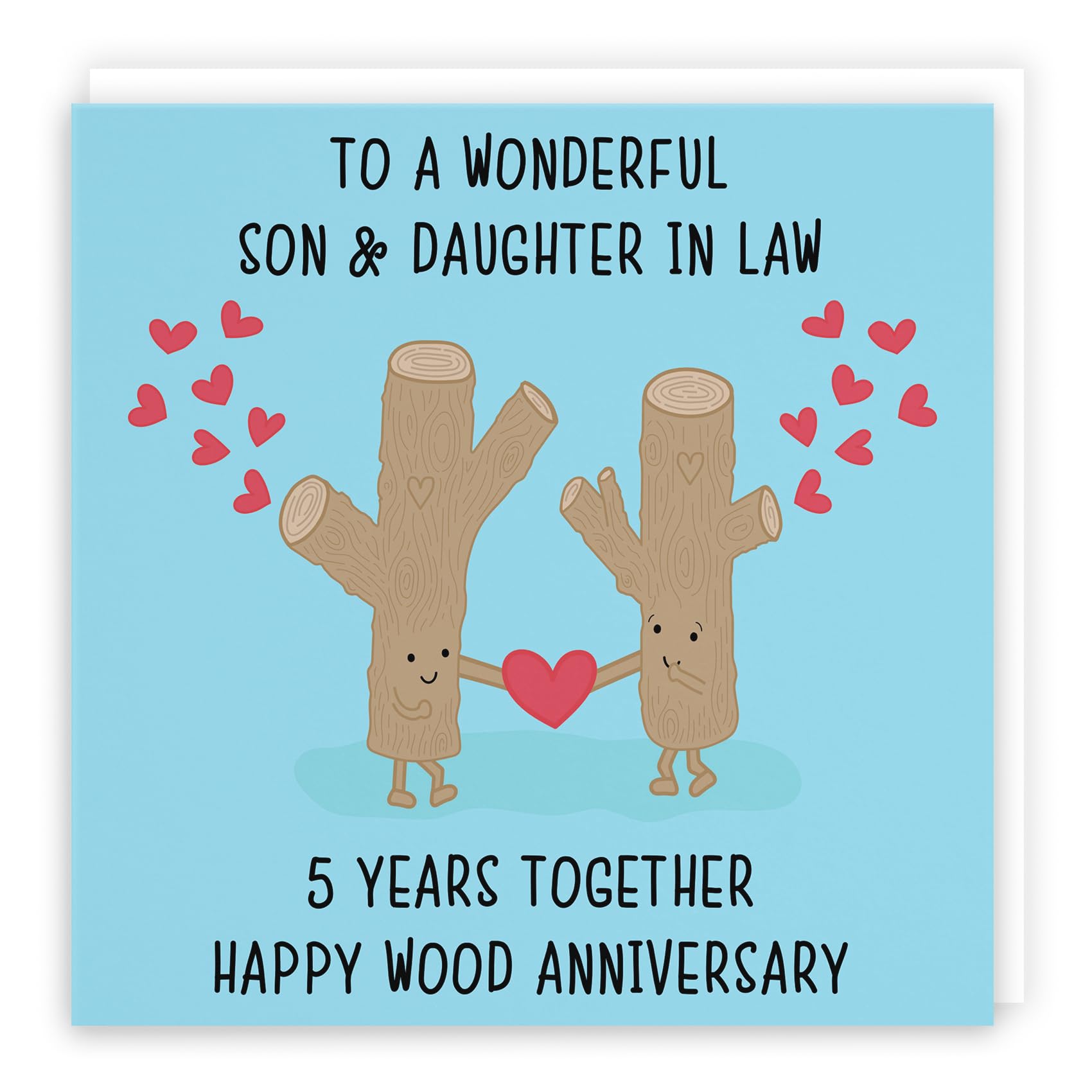 Hunts England - Son And Daughter In Law 5th Anniversary Card - Fun Cute Anniversary Card - 5 Years Together - Happy Wood Anniversary - Iconic Collection