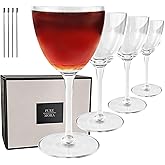 MORA Pure Nick and Nora Glasses, Set of 4-6oz - Smaller Cocktail Glass for Bijou, Old Pal, Aperitifs, Negroni, Vermouth, Wine, etc. Hand Blown Premium Crystal - Classic Bartender Mixology Glassware