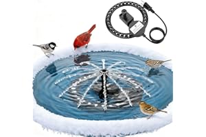 SAC SMARTEN ARTS Upgrade Bird Bath Heater De-icer with Fountain Water Pump 200W Heated Bird Baths for Outdoors in Winter Thermostatically Controlled Upgrade 6ft Chew-Proof Cord for Garden Patio Backyard Birdbath Farm
