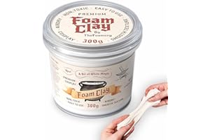The Foamory Moldable Cosplay Foam Clay (300g White) High Density Air Dry Clay, EVA Foam Sands Paints Easily, Non-Toxic Safe for Kids, Adults & Crafts