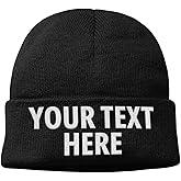 Custom Beanie Hat for Men Women, Fully Embroidered Beanie, Winter Headwear Unisex Style Skullie 16 Colors
