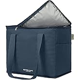 Nook Theory Reusable Insulated Grocery Bag - Leak Proof, X Large Cooler Bag - Insulated Shopping Bags for Groceries - Travel Cooler Bag for Frozen and Hot Food with Zippered Top (Deep Blue)