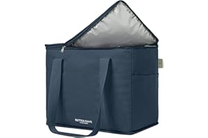 Nook Theory Insulated Grocery Bags, X-Large Reusable Grocery Bag with Zipper, Leak Proof Cooler Bag for Frozen and Hot Food, 