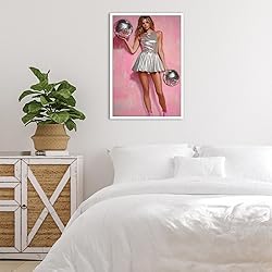 Vintage Funky Disco Ball Hot Girl Canvas Wall Art