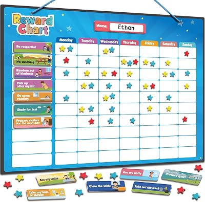 Smart Panda Magnetic Reward Chart - 300 Stars, 80 Tasks, Kids Routine, Potty