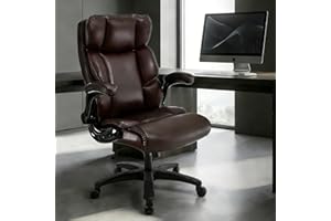 Big and Tall Office Chair 500LBS Executive Heavy Duty Desk Chair for Large People, PU Leather Computer Gaming Chair with Flip