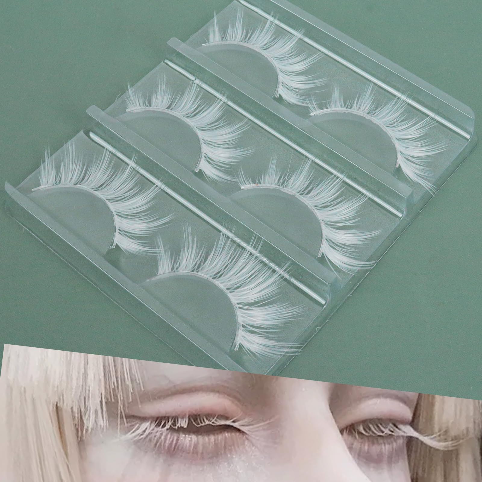 Manga Lashes Natural Wet Look Wispy Spiky Lashes 10 Pairs Anime Eyelashes Wispy Natural Lashes Extension Strip Thai Fake Eye Lashes Handmade Thick Soft Fake Eyelashes (White 3 Pairs) — image 1