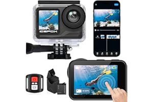 icefox i7 Action Camera 4K 60FPS 30MP with 2X 2150mAh Batteries, Underwater Camera with 5X Zoom, EIS, Powered by Snappro App,