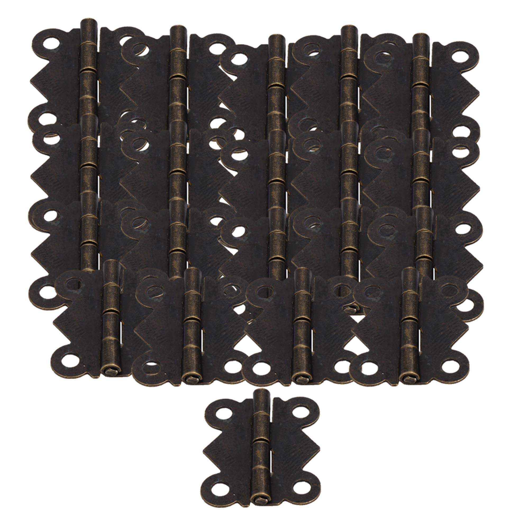 BQLZR Antique Decorative Hinges Decorative Mini Hinges S Size for Cabinet Box Pack of 20