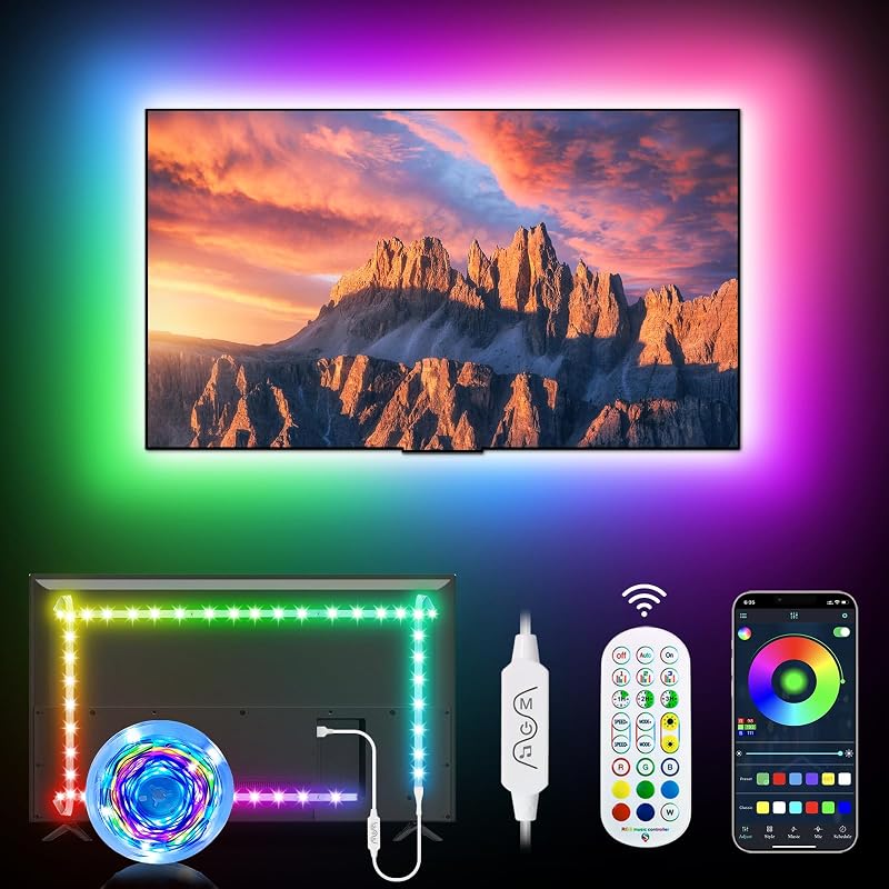 Daymeet 9.8FT TV Backlight RGB LED Strip 32-43 Inch with Remote APP