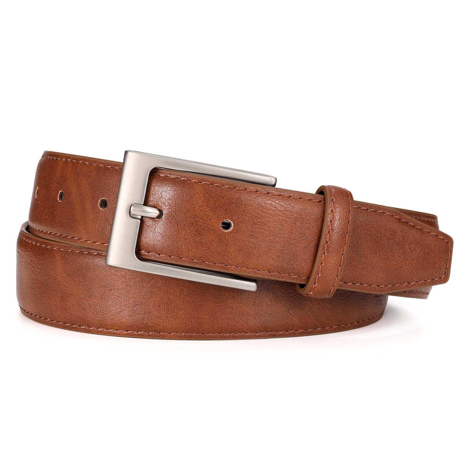 WHIPPY Herren Gürtel, Herren Ledergürtel klassischer Jeansgürtel für Männer 38mm breit,braun 110cm