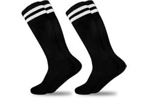Kids Soccer Socks, 2 Pairs Sports Girls Boys Knee High Tube Socks Toddler Stripes School Uniform Stockings