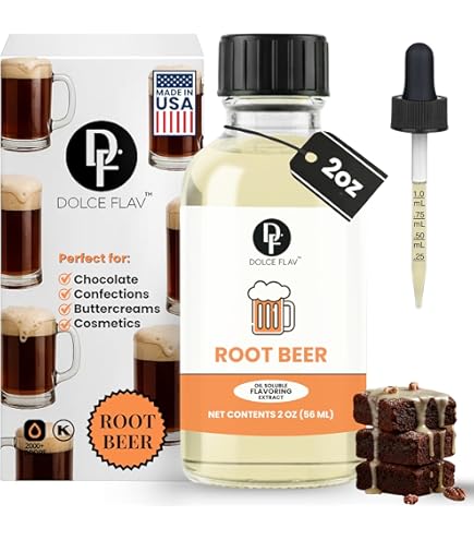 Amazon.com: Dolce Flav Root Beer Extract  2 Ounce Oil-Soluble Kosher,  Sugar-Free, Concentrated Classic Root Beer Flavoring for Baking, Chocolates  & Desserts, Includes Measured Dropper : Grocery & Gourmet Food