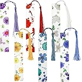 6 Pack Flower Acrylic Bookmarks, Transparent Floral Bookmarks for Women Cute Floral Bookmarks with Colorful Tassels for Women Teacher Kids Book Lovers Covers and Book Accessories
