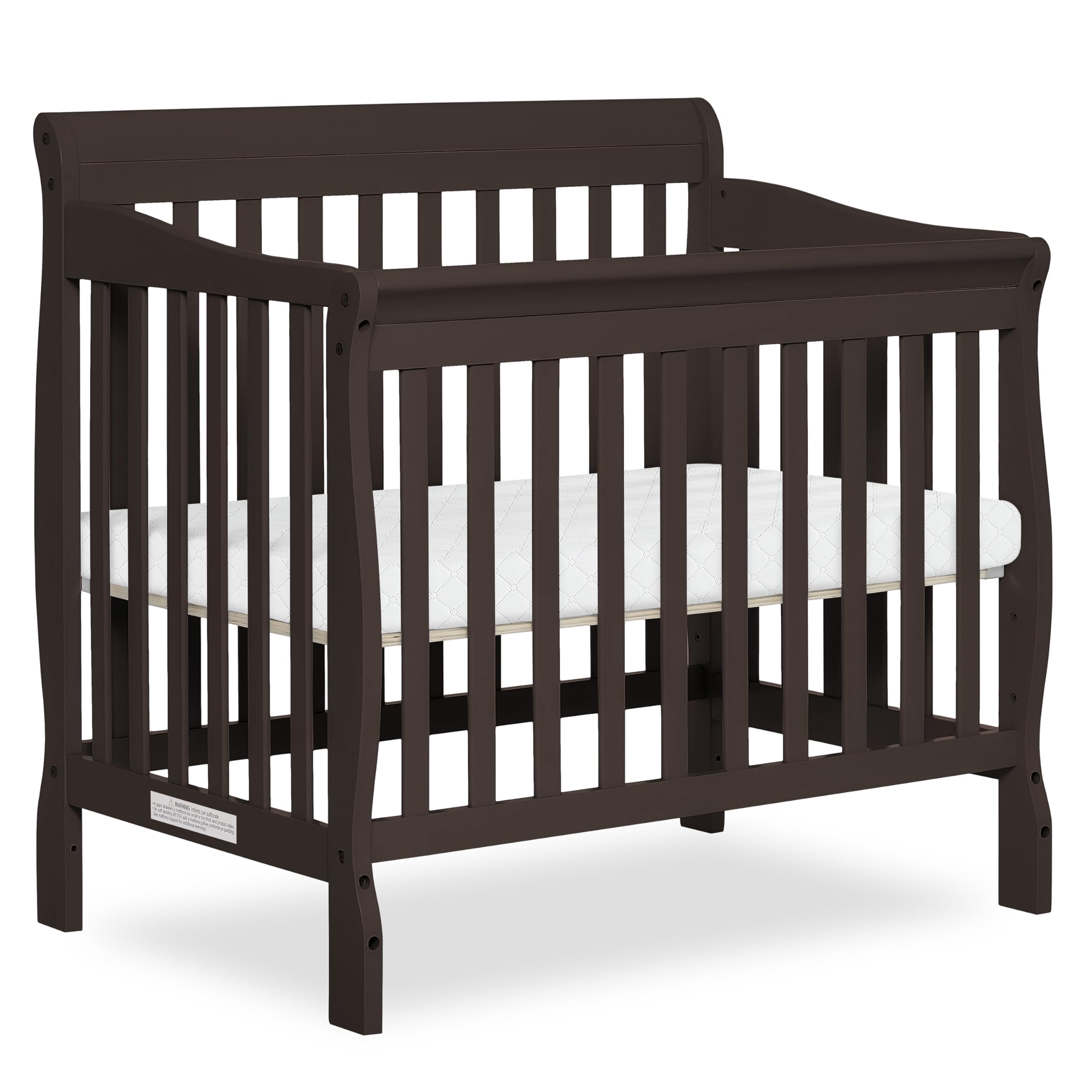 Dream On Me Aden 4-in-1 Convertible Mini Baby Crib, GREENGUARD Gold & BSA Certified, Sustainable Pinewood, Non-Toxic Finish, 3 Mattress Heights, Converts to Mini Day & Twin-Size Bed - Chocolate Chip Image