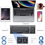iClever Wireless Keyboard Bluetooth Multi-Device UK Layout Black view 3