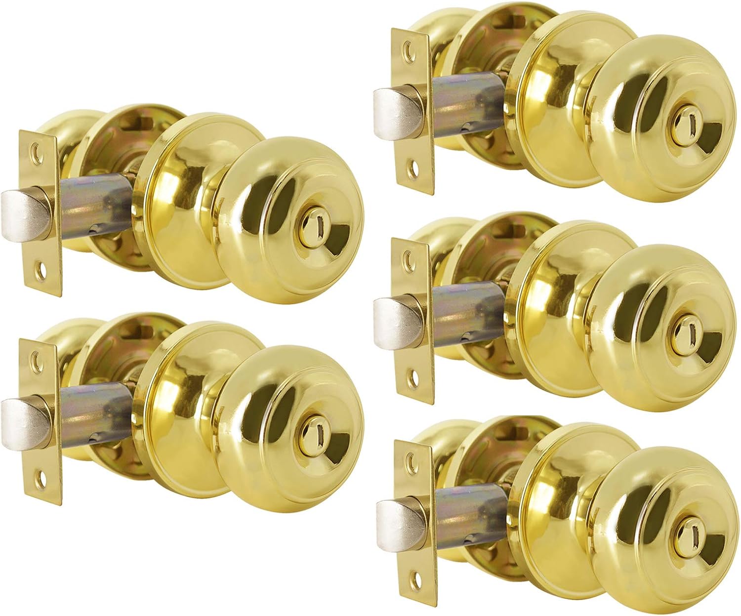 Probrico Polished Brass Privacy Interior Door Knobs Bed and Bath