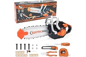 Pairez Toys Toy Chainsaw for Kids, 19PCS Pretend Play Tools Set, Toy Home Tools Kit, Electric Chain Saw with Realistic Sounds, Outdoor Gardening Toys, Birthday Gifts for Boys & Girls Age 3 4 5+