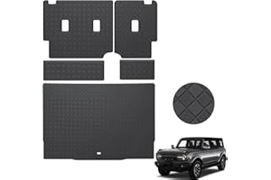 TTX LIGHTING Trunk Liner & Backrest Mat for 2021-2025 Ford Bronco 4-Door (Not for Sport Model)- Custom Fit PU Leather Cargo Liner and Rear Backrest Protector - All Weather Waterproof Anti-Slip Car Mats