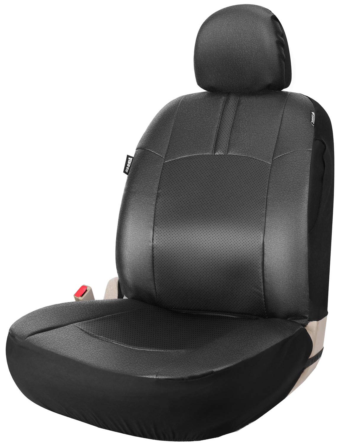 Leader Accessories RAM Vinyl Universal Fit Auto Leather Seat Cover for Car Front Seats with Airbag Black