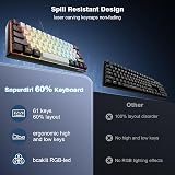 Snpurdiri 60% Wired Gaming Keyboard RGB Backlit Ultra-Compact Black White view 6