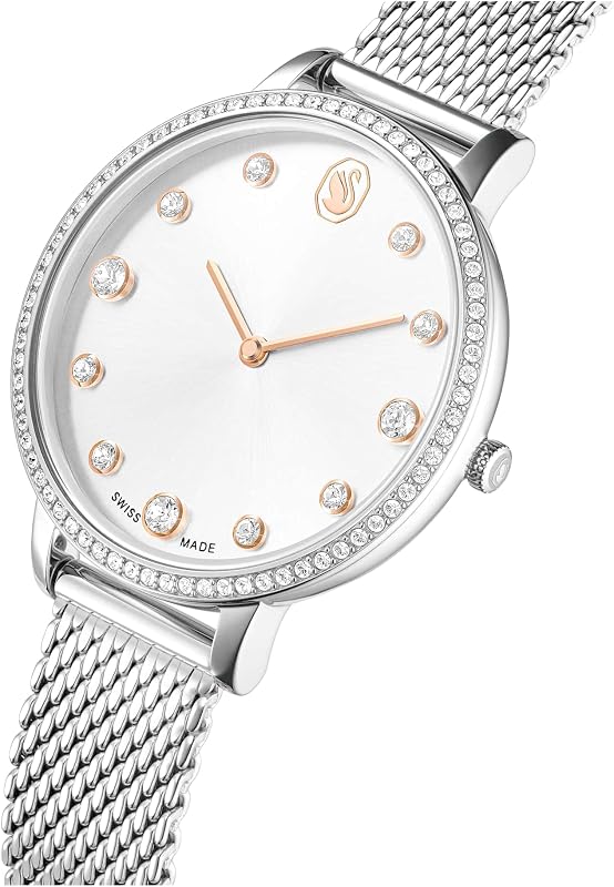 Reloj Clarica, Fabricado en Suiza, Brazalete de Metal, Tono Plateado, Acero Inoxidable