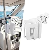 Ferrochef 2-in-1 Boat Cup and Phone Holder, Marine Clamp on,White | Adjustable Clamp Fits Pontoon Kayak Sailboat Rail, Universal Handlebar Mount, Tool-free Setup, Secure Grip, Marine Rated