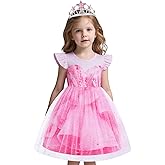 Hitormoon Good Witch Costume Pink Princess Dress Kids Halloween Costumes Witch Dress with Star Crown