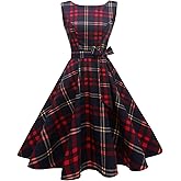 Hanpceirs Women's Boatneck Sleeveless Swing Vintage 1950s Cocktail Dress New