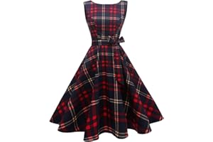 Hanpceirs Women's Boatneck Sleeveless Swing Vintage 1950s Cocktail Dress New