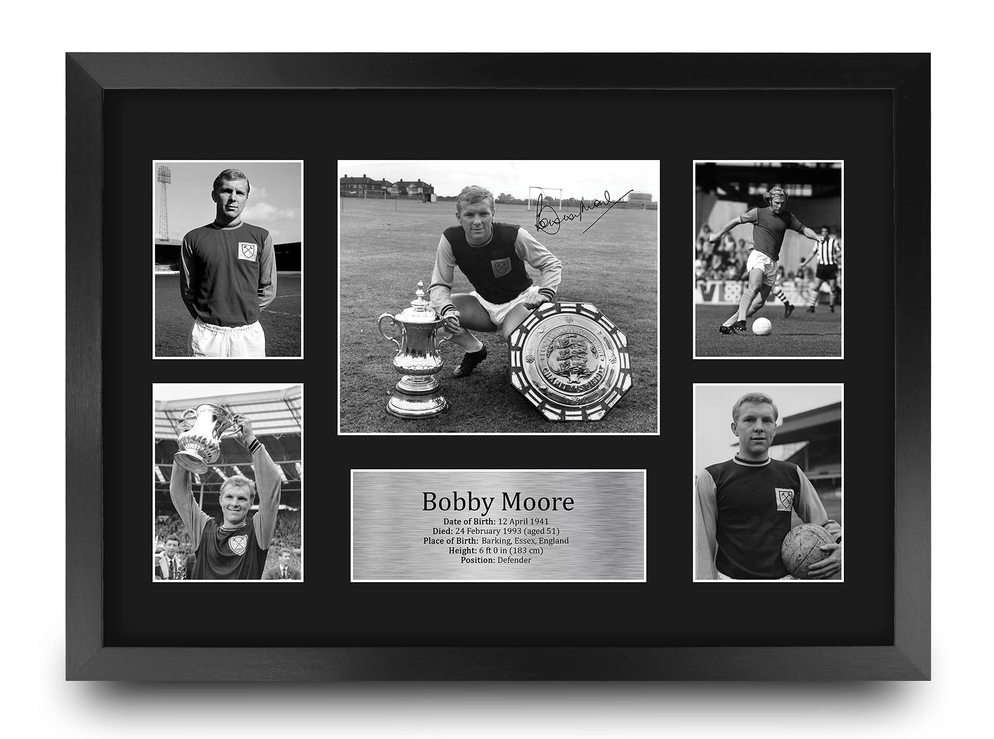 HWC Trading FR A3 Bobby Moore West Ham United Gifts Printed Signed Autograph Picture for Football Fans and Supporters - A3 Framed