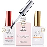 Beetles Builder Gel HEMA-Free,Nail Protection Trio Set 3 Pcs 8 in 1 Nail Strengthening Apex Building Extension for Beginner DIY Salon at Home,Clear Gel Builder with Base & Top Coat,UV & LED Cured