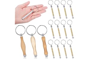 XunYee 12 Pcs WoodTurning Keychain Kit Woodturning Project Kit Wood Turning accessories Mandrel Woodturning keychain for Carpentry woodworker gift (Sliver)