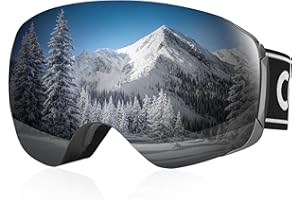 COOLOO Snow/Ski Goggles, Snowboard Goggles for Men Women Youth -OTG, Magnetic Lens Frameless Anti Fog 100% UV Protection