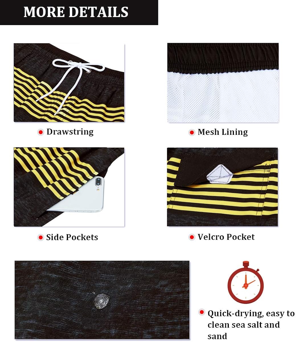 SILKWORLD Men's Swim Trunks with Mesh Lining Quick Dry Swimsuit Sports Shorts: Clothing