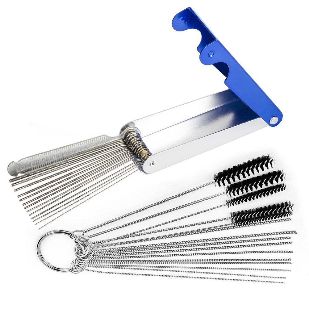OxoxO Carburetor Jet Cleaner Cleaning Tool-13 Wire Set Torch Tip with Carburetor Nylon Tube Brush Cleaning Set for ATV Moped Motorcycle Carburetor