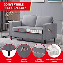 PUREMIND Grey Loveseat Couch for Small Spaces,Cozy