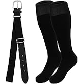 KIUEZIR Baseball Socks and Belt Combo Set Elastic Softball Socks and Belt for Youth and Adult