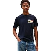 Tommy Hilfiger Mens Short Sleeve Cotton Graphic T-Shirts with Printed Color Flag Logo