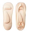 Women's No Show Nylon Socks Arch Support Sponge Cushion Liner (2 Pairs) (EU 36-39, Black+Nude)