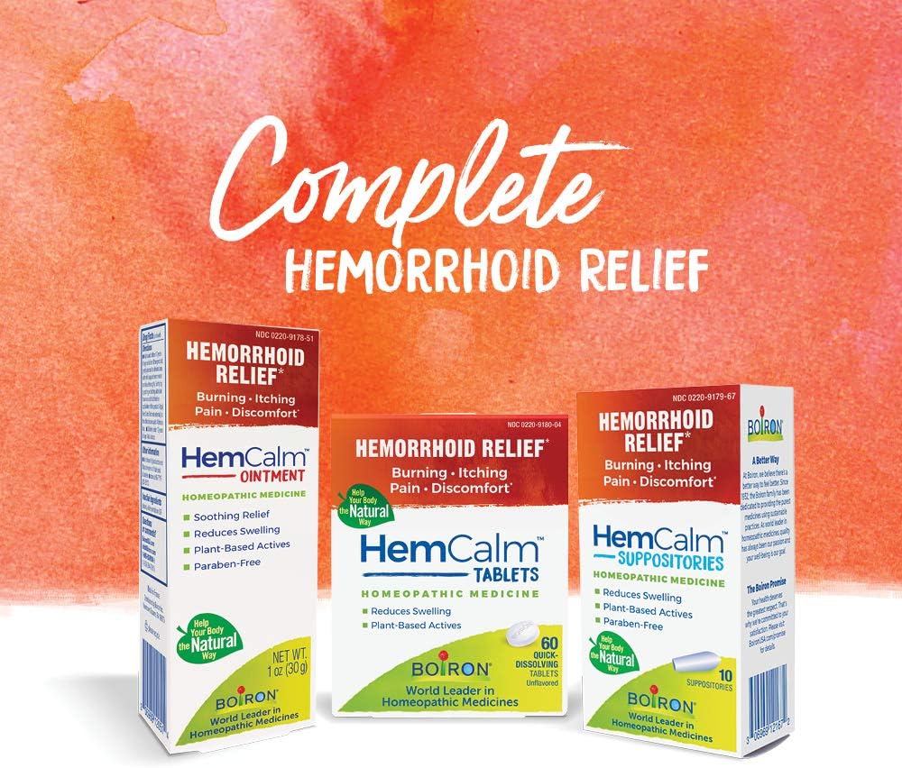 Boiron Hemcalm hemorrhoid Relief Tablets for Itchy Burning Pain, Swelling and discomfort, 60 Count: Health & Personal Care